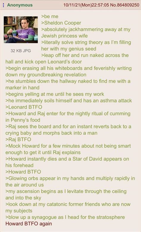 Anon Is Sheldon Cooper R Greentext Greentext Stories Know Your Meme