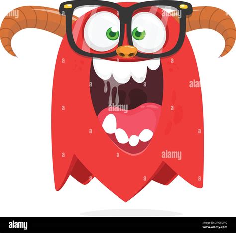 Funny Cartoon Nerd Monster Character Wearing Eyeglasses Illustration