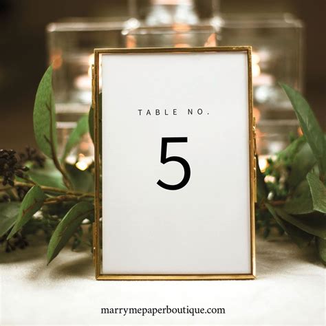 Minimalist Table Number Template Modern Table Number Sign Printable