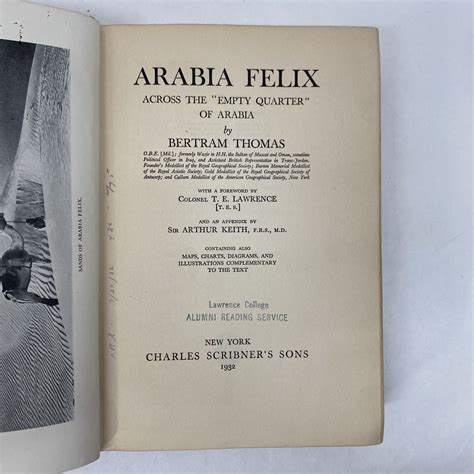 Arabia Felix Across The Empty Quarter Of Arabia By Thomas Bertram