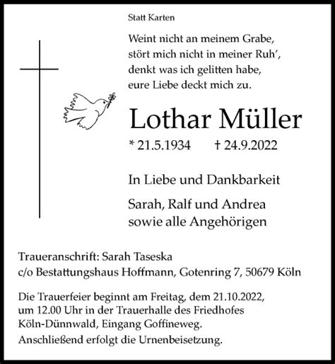 Traueranzeigen von Lothar Müller WirTrauern