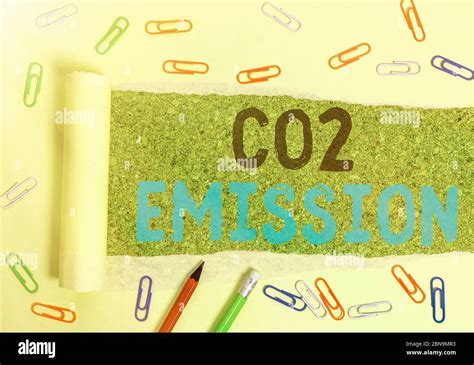 Écriture manuelle conceptuelle montrant l émission de CO2 Concept