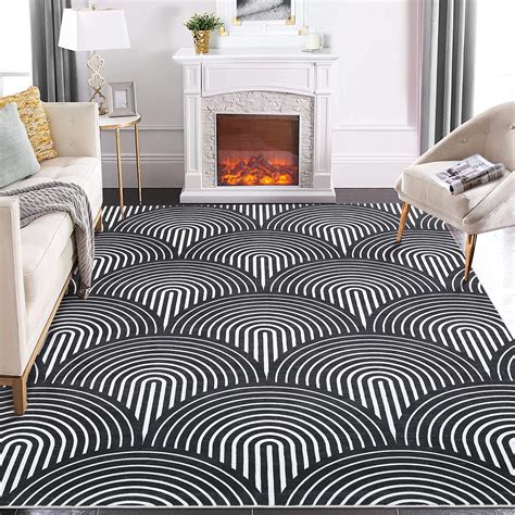 GlowSol 9 X12 Large Area Rugs Washable Rug Modern Lines Print Rug Soft