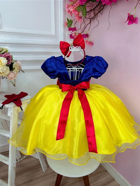 Vestido Fantasia Infantil Branca De Neve Capa E Tiara E Luva Rosa