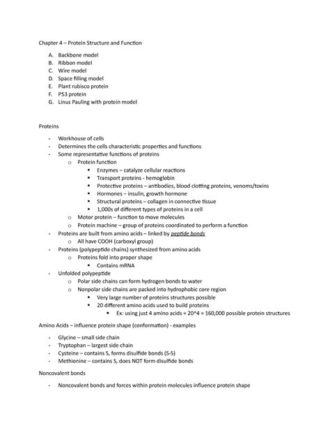 Cell Bio Lecture Chapter Protein Structure And Function A