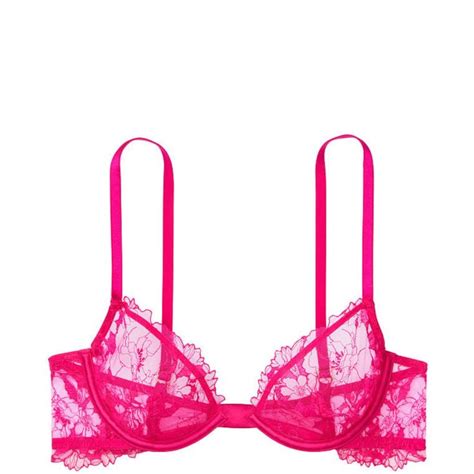 NWT Victoria S Secret Hot Pink Lace Unlined Underwired Low Cut Demi Bra