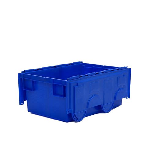 Blue Plastic Storage Box With Attached Lid