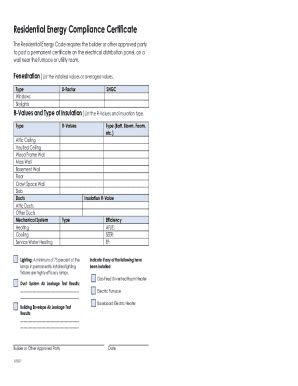 Fillable Online Residential Energy Compliance Certificate City Of