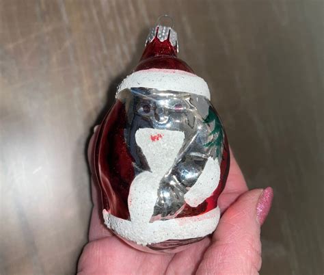 Vintage Santa Ornament Blown Glass Santa Christmas Christmas Red Santa Ornament Sugared Santa