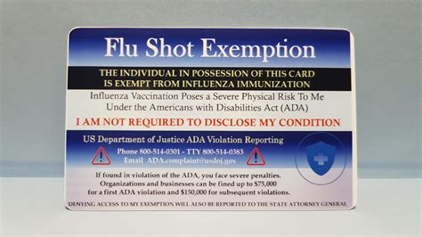 Flu Shot Exemption Card Exemption Cards