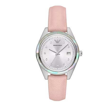 Emporio Armani Emporio Armani Three Hand Date Leather Watch Pink