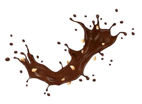 Premium Vector Chocolate And Coffee Milk Splash Crushed Peanuts