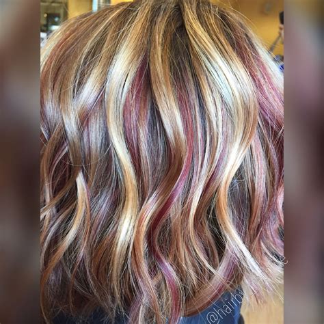 Blonde Highlights And Red Copper Lowlights Fall Haircolor Hair By