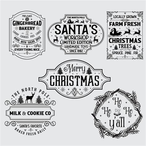 Vintage Christmas Sign Svg Bundle Vector Art At Vecteezy