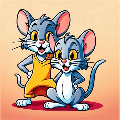 Lindo Tom y Jerry ilustración vectorial de dibujos animados Foto Premium