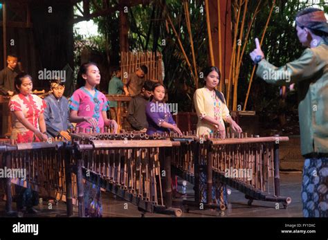 Angklung Performers In Saung Udjo This Sundanese Traditional Bamboo