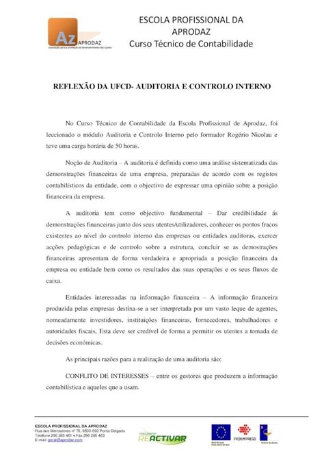 Pdf ReflexÃo Da Ufcd Auditoria E Controlo Interno Dokumen Tips