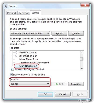Disable Clicking Sound from IE in Windows Vista » Stealth Settings