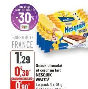 Promo Snack chocolat et cœur au lait NESQUIK NESTLE chez G20