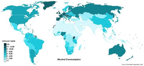 Alcohol Consumption Per Capita World Map 各国人均酒精消费量列表 维基百科，自由的百科全书