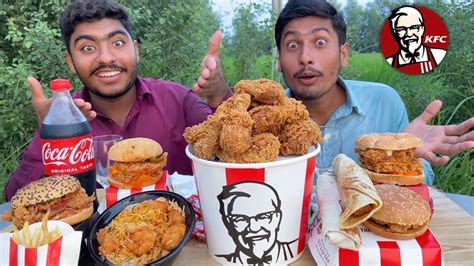 KFC Mukbange Kfc Value Bucket Fried Chicken Zinger Stacker Burger