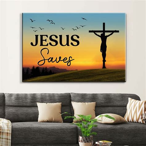 Christian Wall Art Jesus Saves Sign Wall Art Canvas Print Christ Follower Life