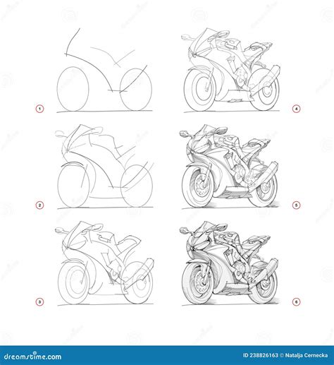 Page Shows How To Learn To Draw Sketch Of Motorcycle Creation Step By