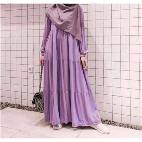 Jual Promo Gamis Rempel Tiga Susun Poly Airflow Terlaris 2024 Gamis