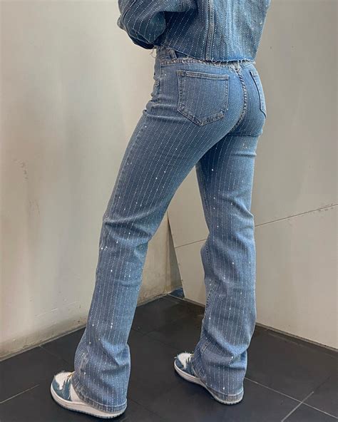 Glitter Straight Leg Jeans Blue Coloursuits