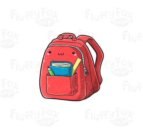 Kawaii Backpack Clipart Cute Bag Clip Art Education Back to | Etsy