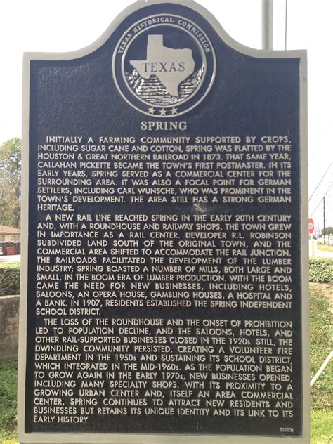 Living History: Old Town Spring Historical Marker