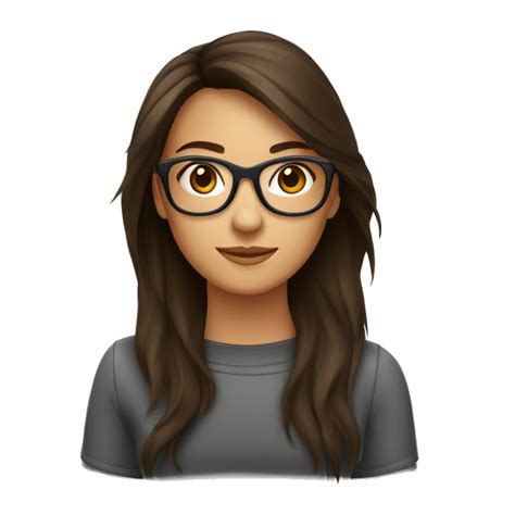 Fille Brune Cheveux Long Avec Lunettes AI Emoji Generator