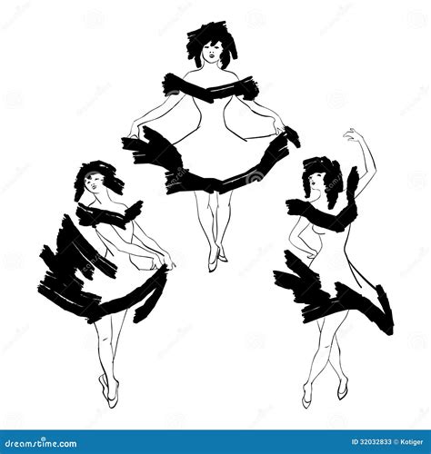 Cabaret Dancer Silhouettes Set Cartoon Vector | CartoonDealer.com #32032891