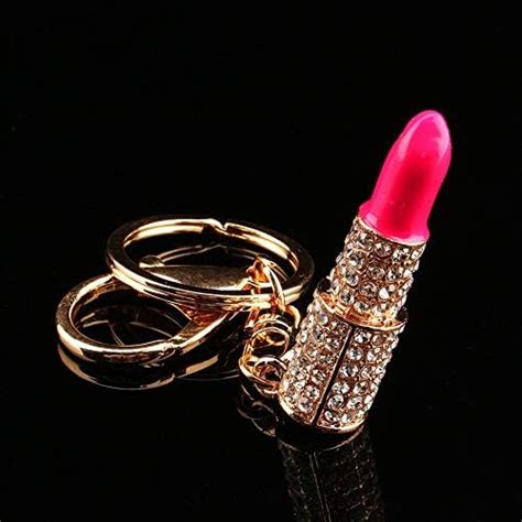 Kristall Lippenstift Makeup Keyring Strass Handtasche Tasche Charme