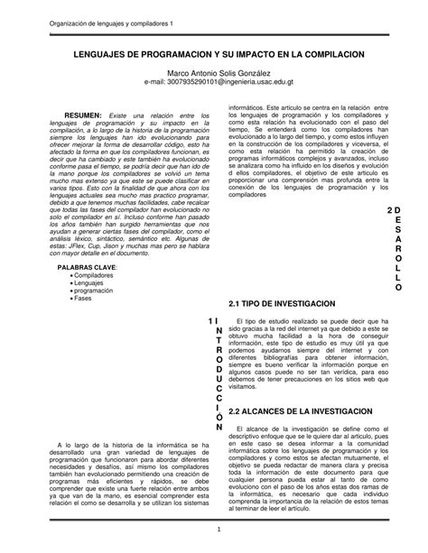 Pdf Lenguajes De Programacion Y Su Impacto En La Compilacion