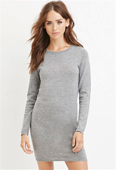 Forever 21 Knit Sweater Dress In Gray Heather Grey Lyst