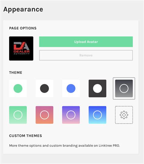 Linktree Color Options Dealer Authority