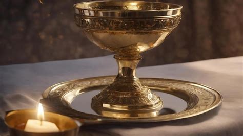 Premium Photo Holy Communion With Holy Grail With Wine High Angle