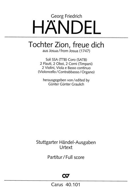 Tochter Zion freue dich von Georg Friedrich Händel im Stretta Noten