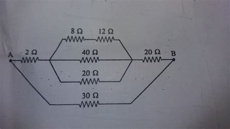 Determine a resistência equivalente entre os terminais A e B da