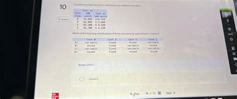 Solved 10The Following Data Have Been Collected For Four Chegg