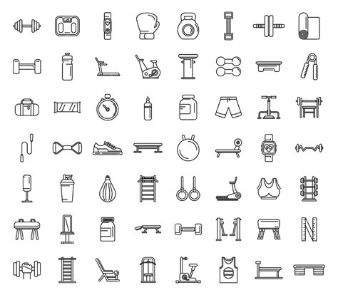 Premium Vector Fitness Equipment Icons Set Outline Vector Active Gym