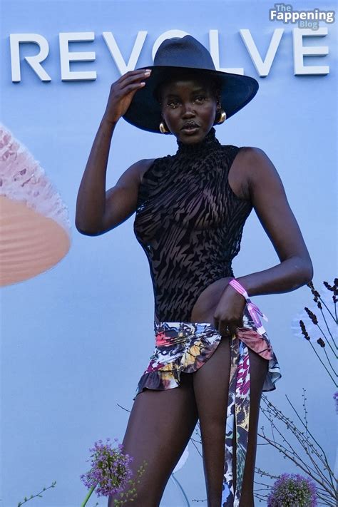 Adut Akech Displays Her Sexy Tits Legs At The Revolve Festival At