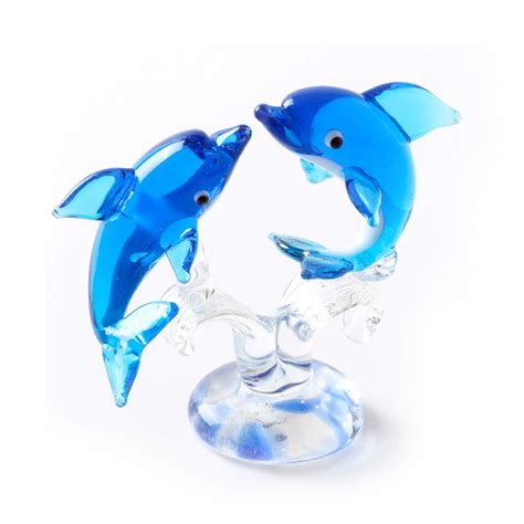 Bydot Lovely Dolphin Glass Statue Figurine Marine Animal Model Tabletop