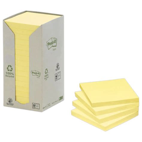 Notes Repositionnables Recyclées 76 X 76 Mm Lot De 16 Post It