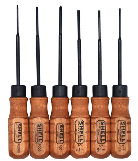 Shell 6 Piece Micro Precision Screwdriver Set With Solid Oak Case