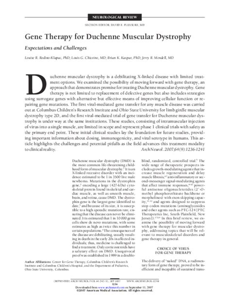 (PDF) Gene Therapy for Duchenne Muscular Dystrophy