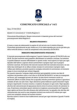 Comunicato Ufficiale N Pdf