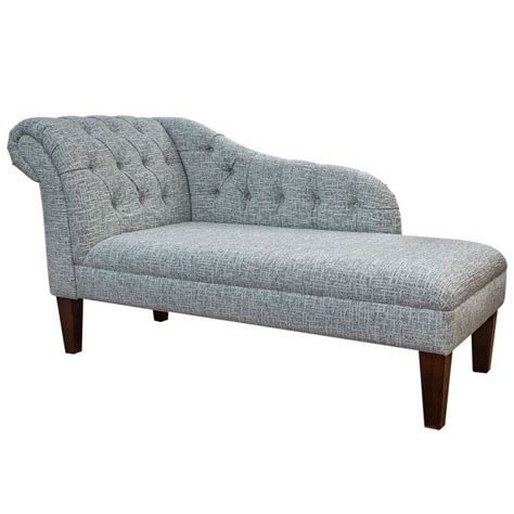 Medium Chaise Longue In Cromwell Weave Silver Fabric SR14776 Beaumont