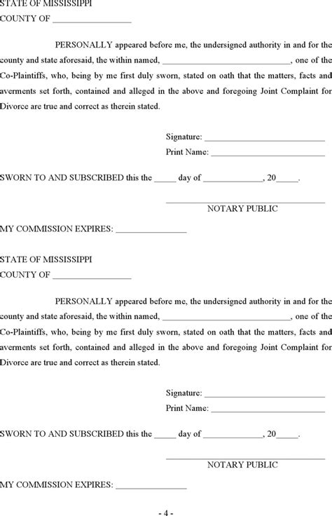 Free Mississippi Joint Complaint For Absolute Divorce Form Doc 60KB